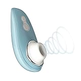Womanizer Liberty diskreter Druckwellen-Vibrator für Sie im Massage-Set mit exklusivem Gleitgel von Loovara, Klitoris-Sauger, Intim-Stimulator 6 Intensitätsstufen, Powder Blue