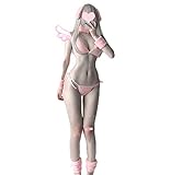 JasmyGirls Frauen Sexy Dessous Set Furry Bunny Cosplay Kostüm Japanische Anime Micro Bikini Rosa BH und Höschen Lolita Unterwäsche